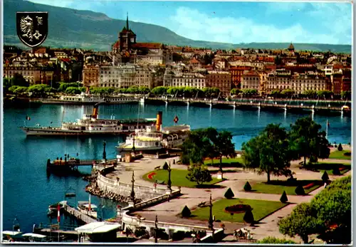 4775 - Schweiz - Genf , Geneve , La Rade , Die Reede , Schiff , Dampfer , Schaufelraddampfer - gelaufen 1972