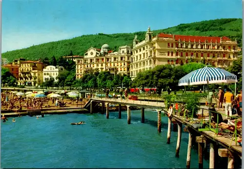4789 - Jugoslawien - Kroatien , Opatija , Strand , Brücke - gelaufen 1969