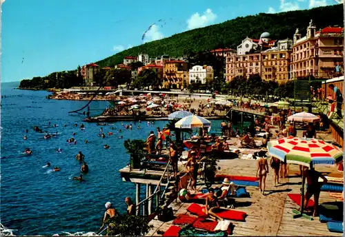 4793 - Jugoslawien - Kroatien , Opatija , Strand - gelaufen 1969