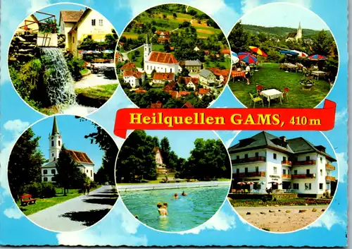 4825  - Steiermark , Gams , Mehrbildkarte , Schwimmbad , Kurhotel , Wasserfall - gelaufen 1974
