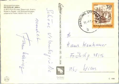 4831  - Steiermark , Pichl im Ennstal , Wintersport , Schlepplift , Sessellift , Pistenraupe - gelaufen 1983