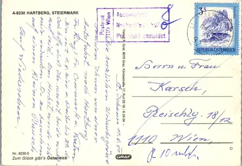 4844  - Steiermark , Hartberg , Panorama , Stempel Zustellbarkeit - gelaufen 1981