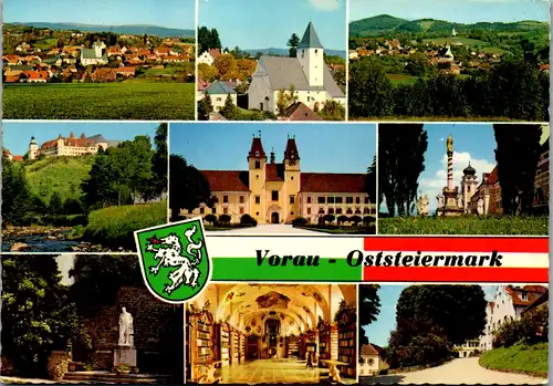 4857  - Steiermark , Vorau , Blick z. Wechsel , Chorherrenstift , Stiftsportal , Pestsäule , Kernstock Denkmal - gelaufen 1976