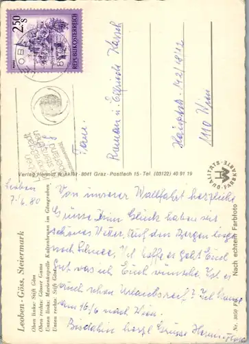 4861  - Steiermark , Leoben Göss , Stift Göss , Gösser Gams , Marienkapelle Kaltenbrunn , Gössgraben - gelaufen 1980