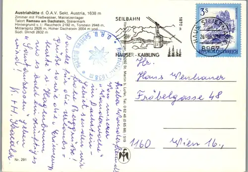 4913  - Steiermark , Ramsau am Dachstein , Austriahütte , Raucheck , torstein , Mitterspitz , Dachstein , Dirndl - gelaufen 1982