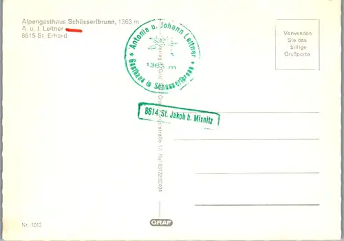 4929  - Steiermark , St. Erhard , Alpengasthof Schüsserlbrunn , A. u. J. Leitner - nicht gelaufen