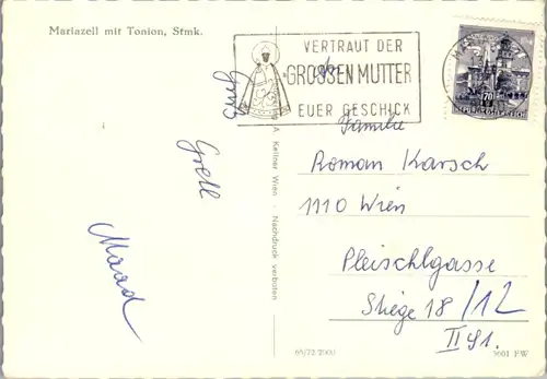 4970  - Steiermark , Mariazell mit Tonion - gelaufen 1968