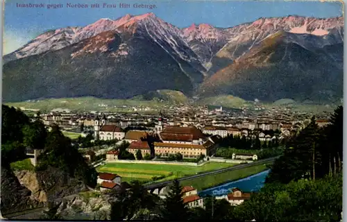 5026  - Tirol , Innsbruck gegen Norden mit Frau Hitt Gebirge - gelaufen 1917