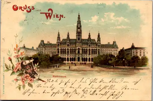 5029  - Wien , Gruss aus Wien , Rathaus - gelaufen 1899