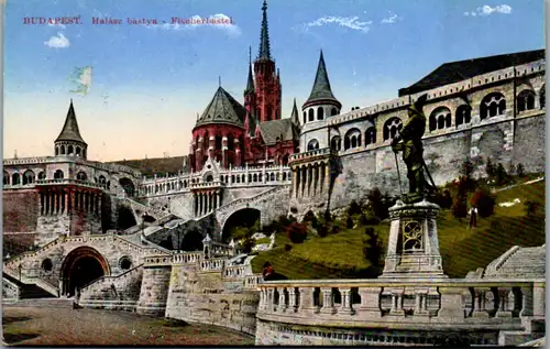 5032 Ungarn - Budapest , Halasz bastya , Fischerbastei - gelaufen 1915