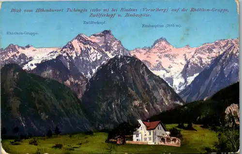 5040  - Vorarlberg , Feldpost , Tschengla bei Bludenz , Rhätikon Gruppe , Zwölferkopf , Zimbaspitze - gelaufen 1917