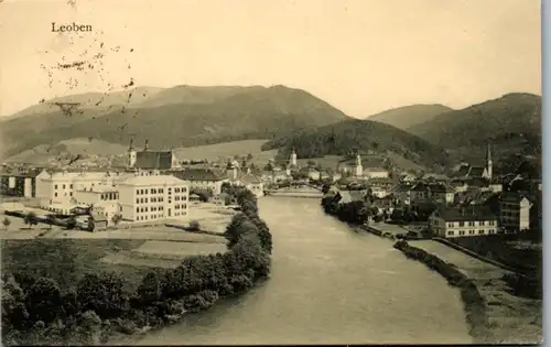 5050  - Steiermark , Leoben , Panorama ca. 1910 - gelaufen