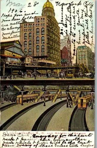 5051 USA - New York , Underground R. R. and Brooklyn Bridge , Terminal - gelaufen 1906