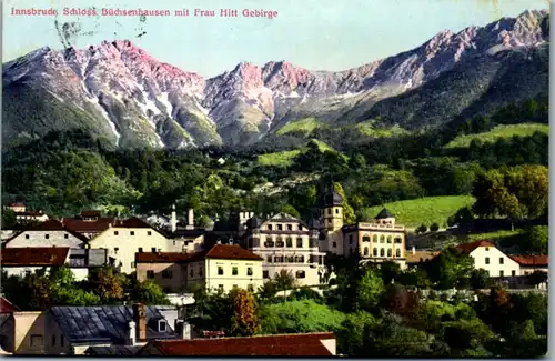 5054  - Tirol , Innsbruck , Schloss Büchsenhausen mit Frau Hitt Gebirge - gelaufen 1914