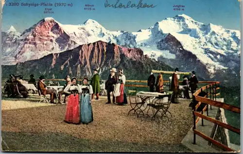 5055 Schweiz - Interlaken , Schynige Platte , Eiger , Mönch , Jungfrau - gelaufen 1923