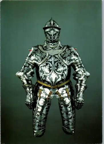 5120  - Steiermark , Graz , Landeszeughaus , Zeughaus , Schwarz weißer Prunkharnisch f. einen Adeligen , Harnisch - gelaufen 2000