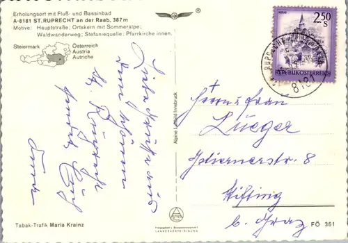 5142  - Steiermark , St. Ruprecht an der Raab , Hauptstraße , Sommeralpe , Stefaniequelle , Pfarrkirche - gelaufen 1977