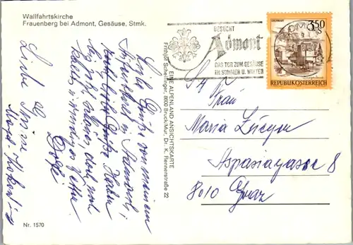 5159  - Steiermark , Frauenberg bei Admont , Gesäuse , Wallfahrtskirche - gelaufen 1984