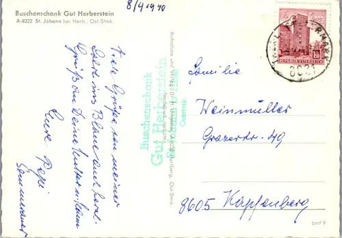 5239  - Steiermark , St. Johann bei Herberstein , Buschenschank Gut Herberstein - gelaufen 1970