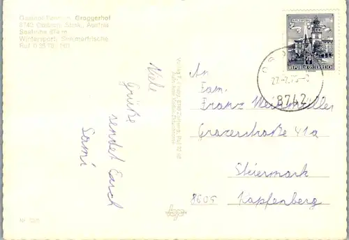 5246  - Steiermark , Obdach , Gasthof Pension Groggerhof - gelaufen 1975