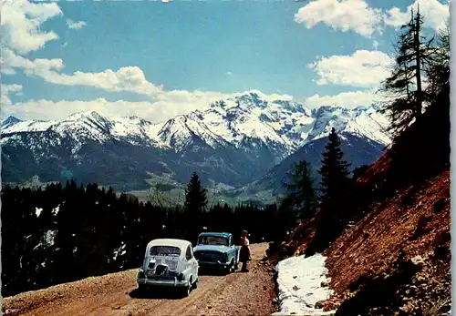5251  - Steiermark , Schladming , Die Hochwildstelle von der Hochalpenstraße auf den Stoderzinken , Straßenansicht , Auto - gelaufen
