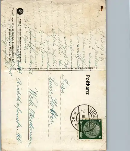 5356  - Trachten , Steirische Bauerntracht , Murauer Bezirk , signiert Marta E. Fossel - gelaufen 1939