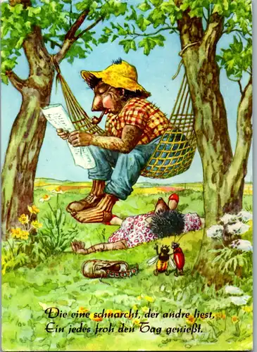 5363  - Humor , Die eine schnarcht , der andere liest , Ein jedes froh den Tag genießt - gelaufen 1963