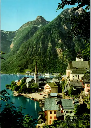 5391  - Oberösterreich , Hallstatt am Hallstättersee gegen Zwölferkogel und Hirlatz - nicht gelaufen