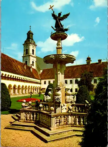 5400  - Oberösterreich , Reichersberg am Inn , Augustiner Chorherrenstift , Schwanthainer Brunnen - gelaufen 1976