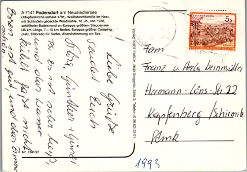 5473  - Burgenland , Podersdorf am See , Mehrbildkarte , Neusiedlersee - gelaufen