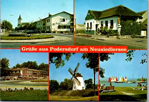 5477  - Burgenland , Podersdorf am See , Mehrbildkarte , Neusiedlersee - gelaufen 1984