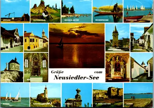 5481  - Burgenland , Grüße vom Neusiedlersee , Mehrbildkarte - gelaufen 1991