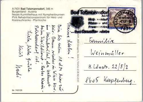 5482  - Burgenland , Bad Tatzmannsdorf , Kurmittelhaus , Nymphenbrunnen , PVA Reha Zentrum - gelaufen 1991