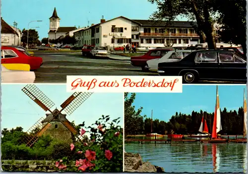 5483  - Burgenland , Podersdorf , Straßenansicht , Auto - gelaufen 1979