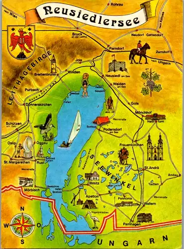5490  - Burgenland , Neusiedlersee , Landkarte - nicht gelaufen