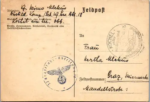 5495 Deutschland - Feldpost , Kochel am See nach Graz - gelaufen 1940