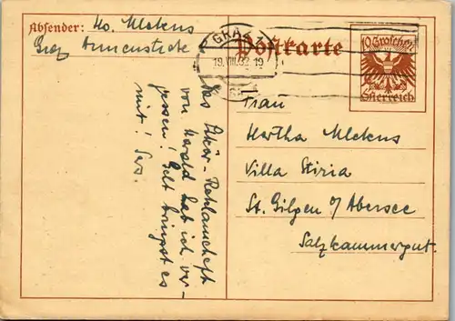 5507  - Ganzsache , Graz nach St. Gilgen - gelaufen 1932