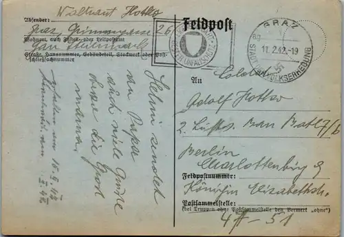 5513  - Feldpost Graz nach Berlin - gelaufen 1942