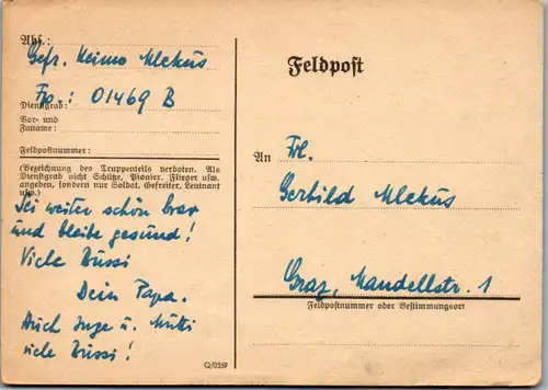 5531  - Feldpost , Graz - gelaufen 1943