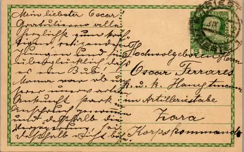 5543 Italien - Ganzsache , Triest nach Zara - gelaufen 1910