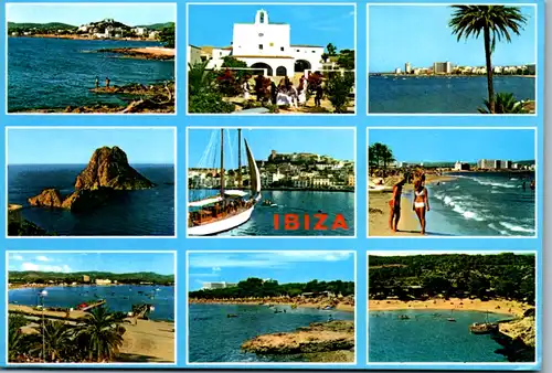 5561 Spanien - Ibiza , Baleares , Mehrbildkarte - gelaufen 1989