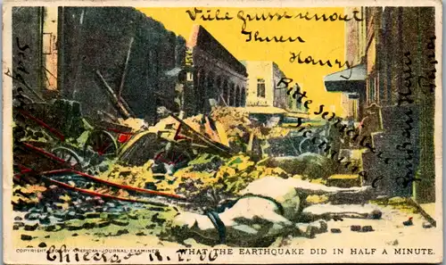 5616 - USA - Illinois , Chicago , What the Earthquake did in half a Minute - gelaufen 1906