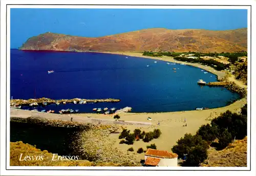 5626 - Griechenland - Lesvos , Eressos , Bucht , Strand - gelaufen