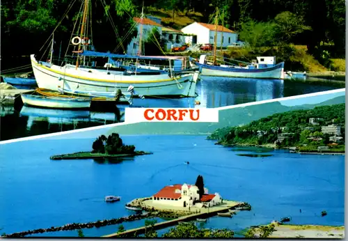 5631 - Griechenland - Corfu , Korfu , Segelboot - gelaufen 1996