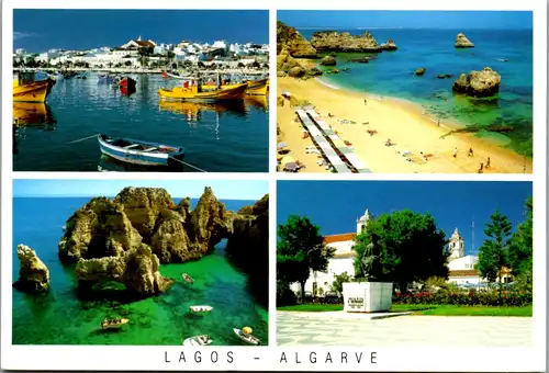 5663 - Portugal - Lagos , Algarve , Strand , Mehrbildkarte - gelaufen 1995