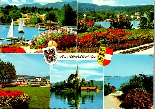 5689 - Kärnten - Velden , Alpenseebad , Blumenpromenade Pörtschach , Seebad Reifnitz , Mehrbildkarte - gelaufen 1977