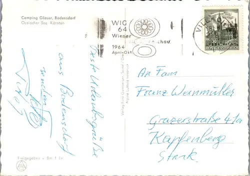 5694 - Kärnten - Bodensdorf , Camping Glaser , Ossiacher See - gelaufen 1964