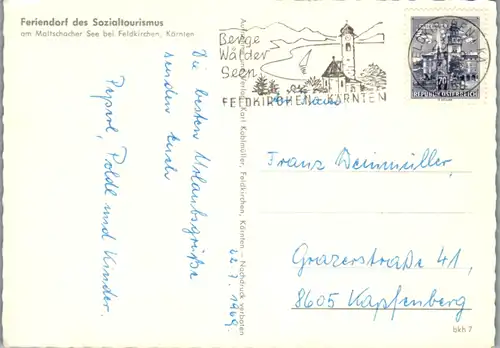 5701 - Kärnten - Feldkirchen , Maltschacher See , Feriendorf des Sozialtourismus - gelaufen 1969