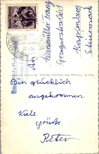 5709 - Kärnten - Döbriach am Millstättersee , Int. Rote Falken Republik , Camping , Zelt - gelaufen 1953