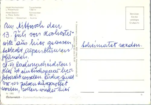 5735 - Kärnten - Turracherhöhe , Hotel Hochschober , Hotel Seewirt , Pension Kofler , Schwarzsee , Turrachersee - nicht gelaufen